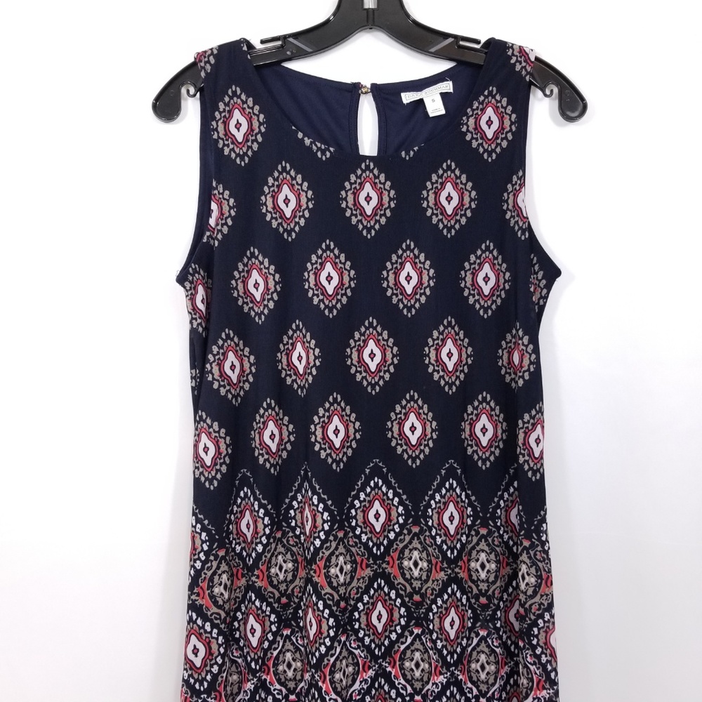 Dana Buchman Sheath Dress Blue Beige Print Small - Picture 2 of 8